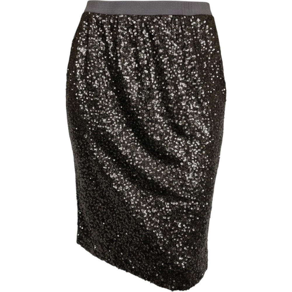 Pure Collection Sequin Pencil Skirt Women 6 Charcoal Gray Sparkle Holiday Party